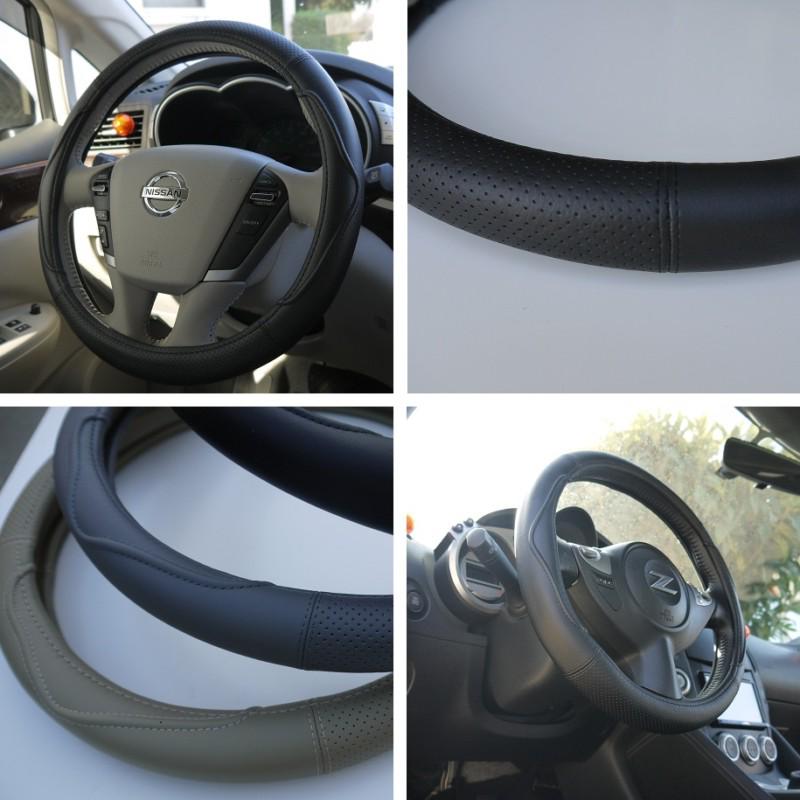 Chevrolet 57001 leather wrap car steering wheel cover wrap black 14"-15" 38cm