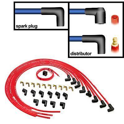 Mallory marine spark plug wires pro sidewinder spiral core 8mm red 90 degree 937