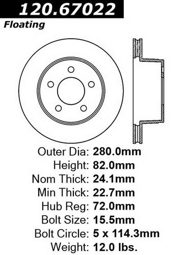 Centric-power slot 127.67022r stoptech sport rotors