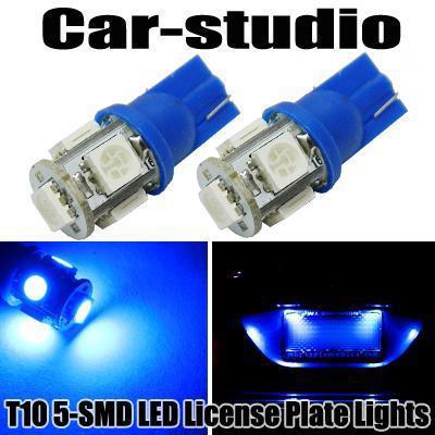 2x blue 5-smd t10 168 194 2825 w5wb led bulbs for license plate lights #04