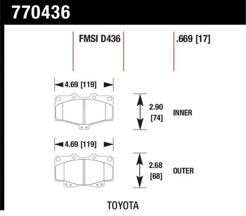 Hawk performance 770436 premium oes; disc brake pads 89-04 4runner pickup tacoma