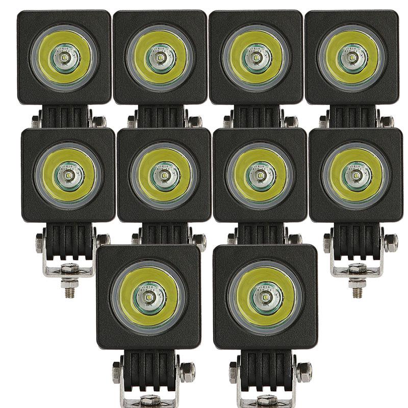 10pcs 12v 24v spot cree led 10w 1000lm work light offroad vehicle driving boat