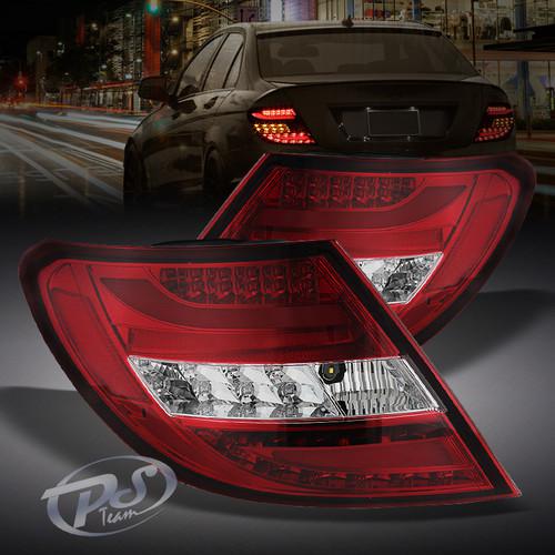 11-12 mercedes benz w204 c-class c250 c300 c350 c63 led red clear tail lights