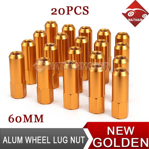 20pcs 60mm car auto bullet racing 7075 aluminum wheel lug nut cover screw golden