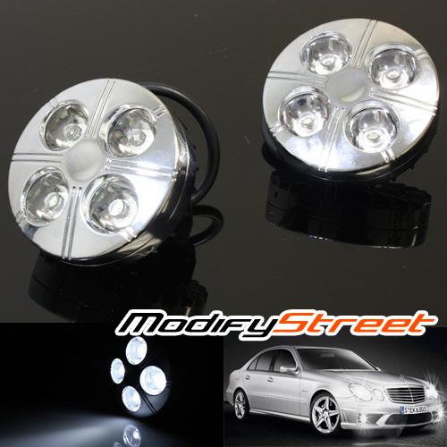 Chrome aluminum universal round white smd led daytime running bumper fog lights