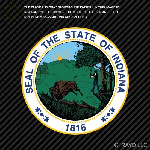 4” indiana state seal sticker decal self adhesive vinyl hoosier state great seal