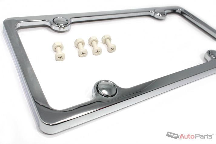 Chrome plastic abs license plate frame/bolts/caps kit for auto-car-truck-suv 