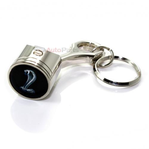 Ford mustang cobra snake shelby gt logo chrome metal piston key chain ring