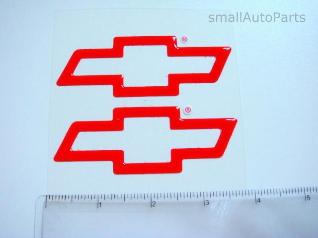 (2) new!!! chevy head/hood/back/trunk domed emblems red bowtie logo badge decal