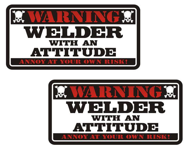 Welder warning decal set 3"x1.5" mig arc tig welding helmet sticker zu1