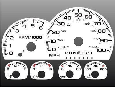 1997-1999 chevrolet truck instrument cluster white face gauges 95-98