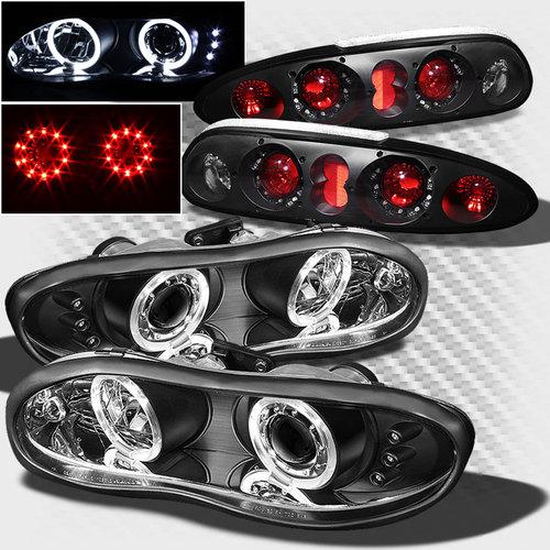 98-02 camaro twin halo led projector headlights lights+led tail head lights set