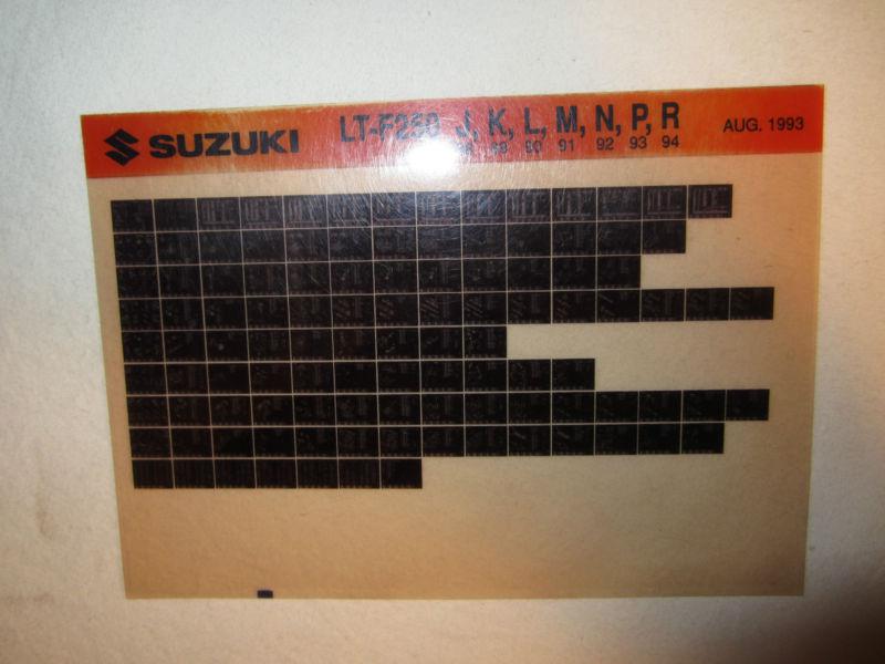 1988-1994 suzuki motorcycle lt f250 j k l m n p r microfiche part catalog f 250 