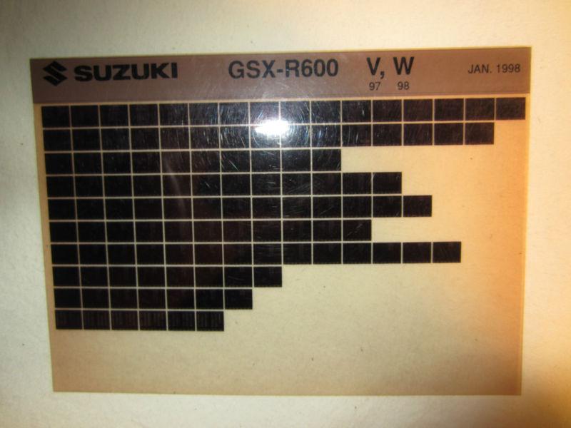 1997-1998 suzuki motorcycle gsx r600 v w microfiche parts catalog r 600  