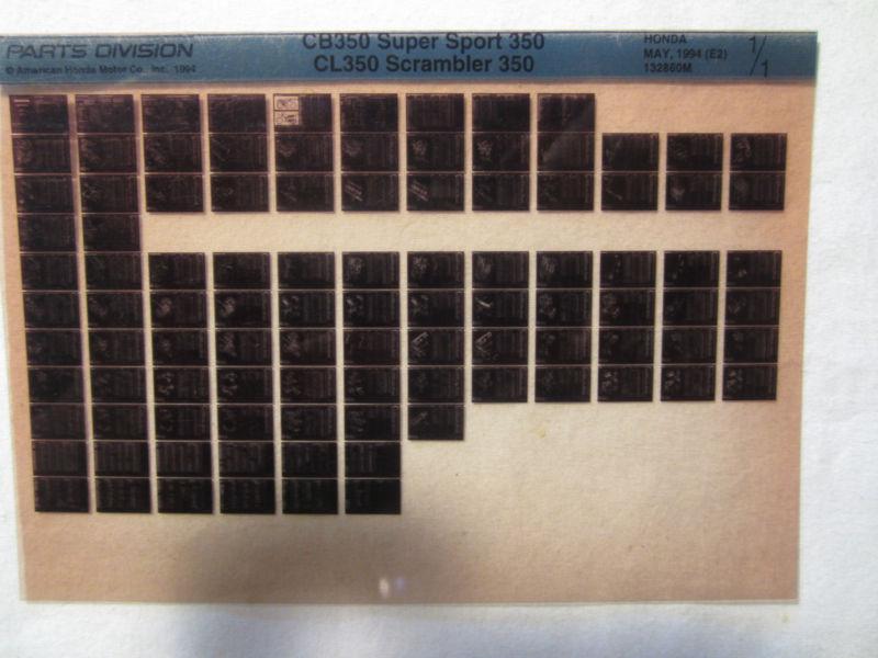 Honda motorcycle cb350 super sport scrambler microfiche part catalog cb 350 5/94