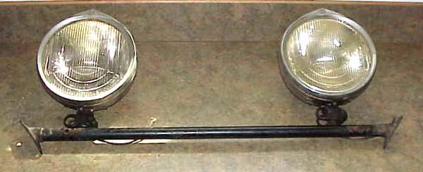 Pair brass/chrome 1922-28 nash 10” c.m.hall headlamps headlights w/mounting bar
