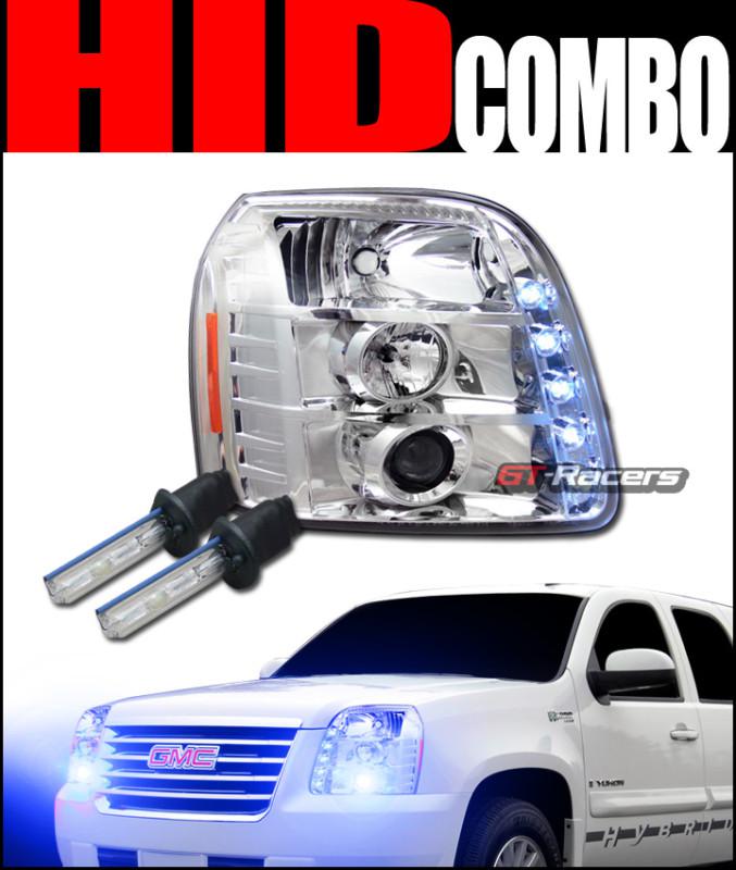 10000k hid w/chrome led projector head lights signal 2007-2012 gmc yukon denali