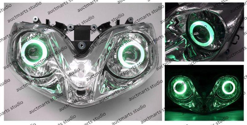 Honda cbr600 f4i 2001-2007 halo angel eye projector bi-xenon headlamp grn d