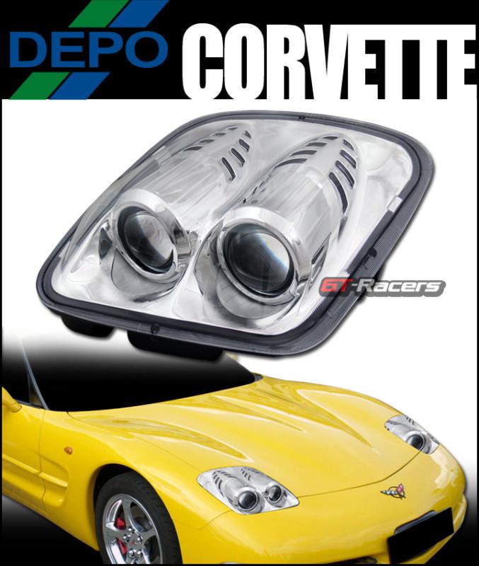 Depo chrome housing 2x projector head lights lamps 1997-2004 chevy corvette z06