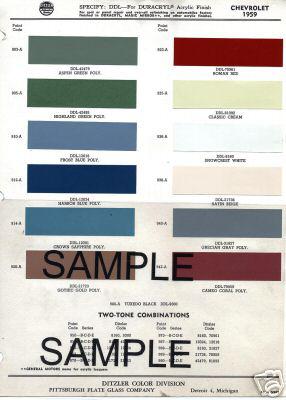 1966 Pontiac GTO Color Chart