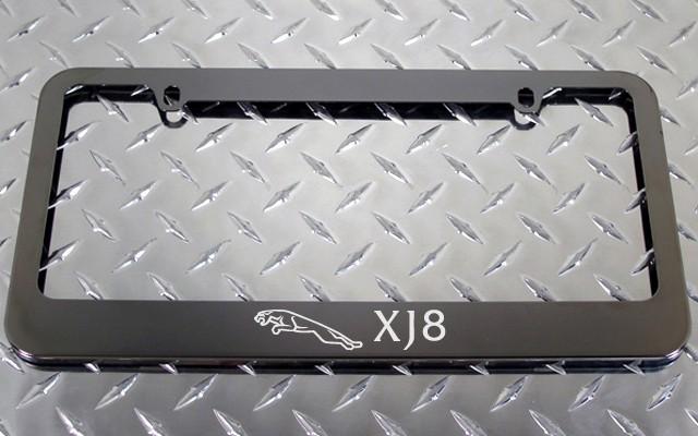 1 brand new jaguar xj8 gunmetal license plate frame + screw caps