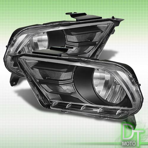 Black 2010-2013 ford mustang crystal headlights headlamps head lamps left+right