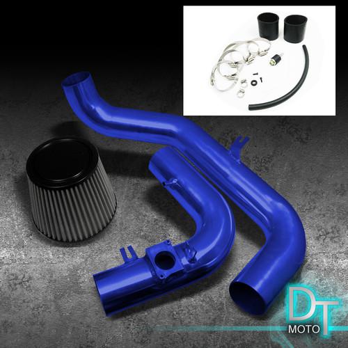 Stainless washable cone filter + cold air intake 04-05 lancer 2.4l blue aluminum