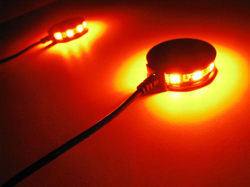 (2) orange led motorcycle wheel pod light custom glow accent bike naranja cbr b