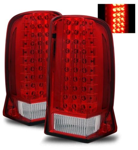 02-06 cadillac escalade euro red clear led tail lights rear brake lamps housings