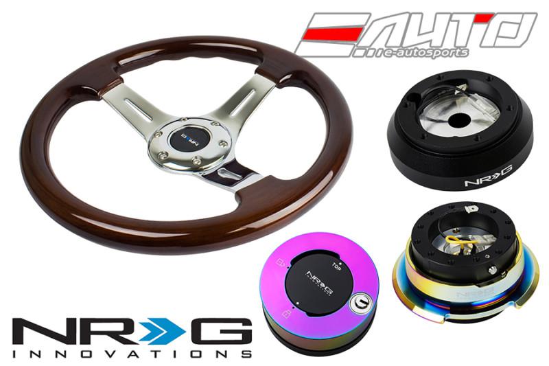 Nrg 330mm br wood ch s steering wheel 1.5" dp 160h hub 2.8 bkmc release lock mc