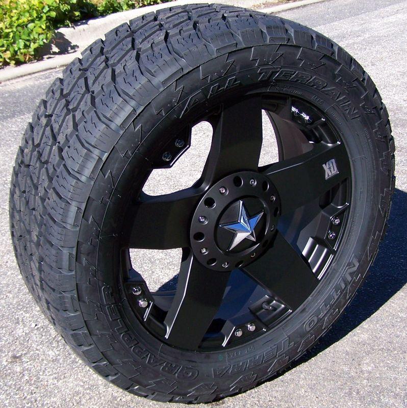 20" black xd rockstar lt285/55r20 nitto terra grappler jeep wrangler ford f150