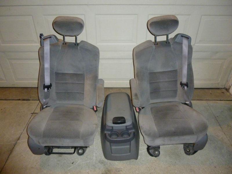 99 - 01 02 03 04 05 06 07 ford f250 f350 gray power front seats seat + console