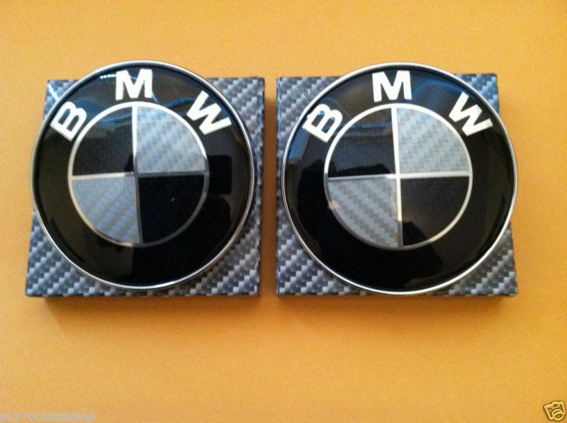 Set bmw trunk hood emblem  82 mm carbon fiber usa seller!!! fast shipping!!!!!