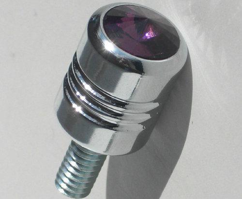 Chrome billet "purple" swarovski gem crystal seat bolt for 1996 - 2013 harley