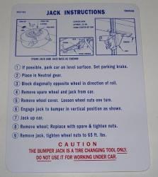 New 1970 charger jack instruction decal