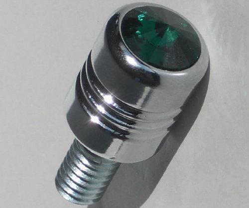 Chrome billet "green" swarovski gem crystal seat bolt for 1996 - 2013 harley