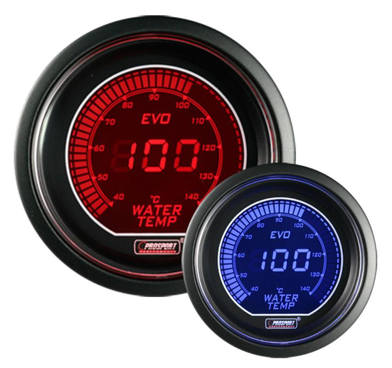 Evo series water temperature gauge-electric 52mm 2 1/16" red and blue in celsius