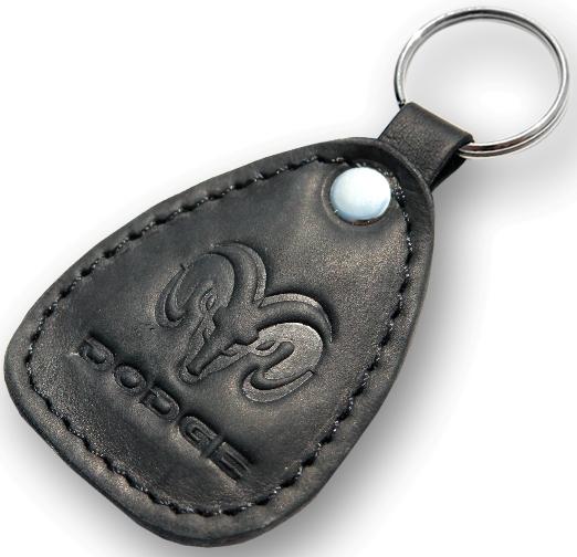 New leather black keychain car logo dodge auto emblem keyring