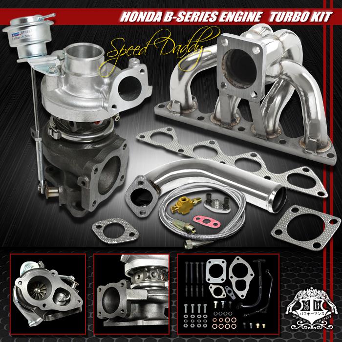 Td05 4pc turbo kit turbocharger+manifold+j-pipe 88-01 b16 b18 civic/dc2/prelude