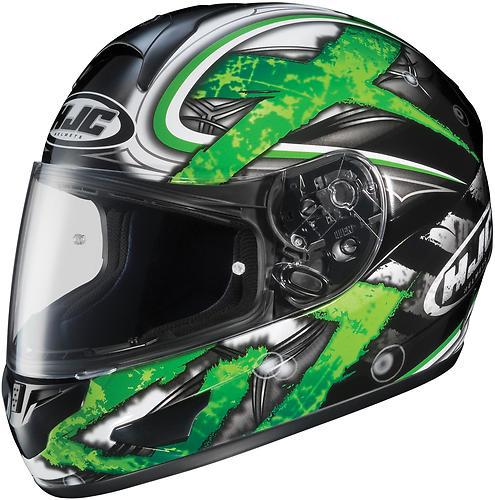 New hjc cl-16 shock full-face adult helmet, mc-4/green/black/gray, large/lg