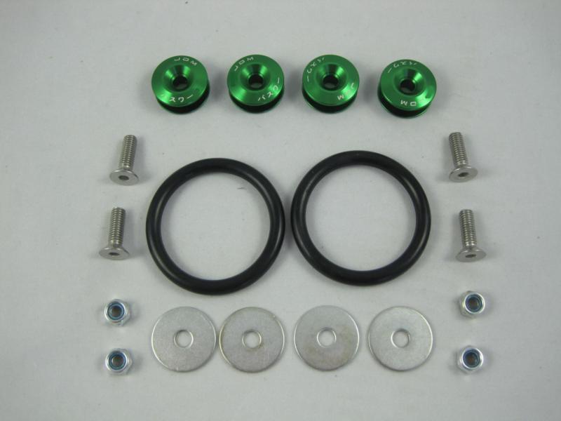 Green jdm aluminum quick release fastener kit for bumper & trunk hatch car/truck