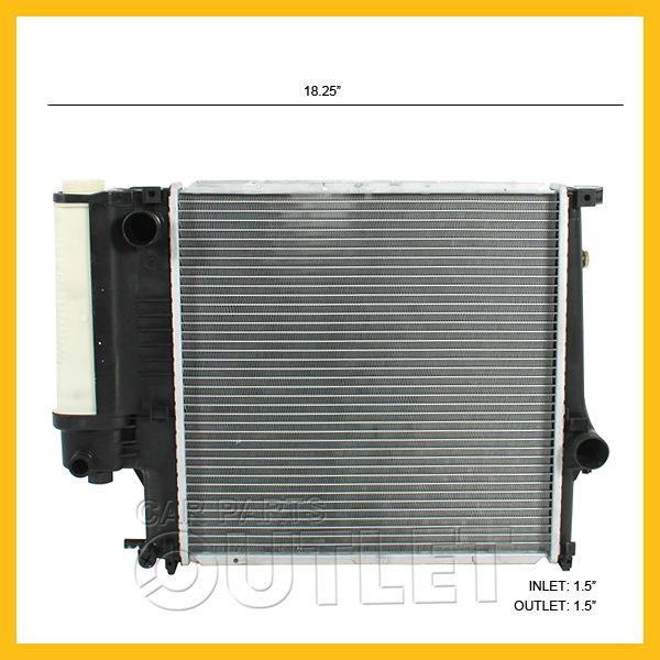 1991-1998 bmw e36 318i 318is 1.8 l4 96-00 328 2.8 l6 radiator w/overflow tank z3