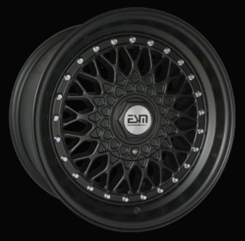 Matte black 16x8 16" rs style wheels 4x100 esm 002r vw 