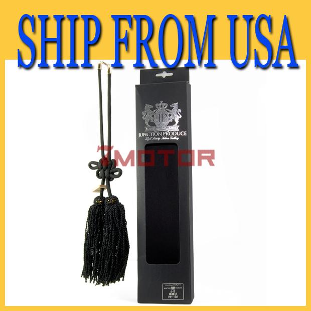 Us auto rear view mirror luxury decor black kiku knot fusa rope tie universal 