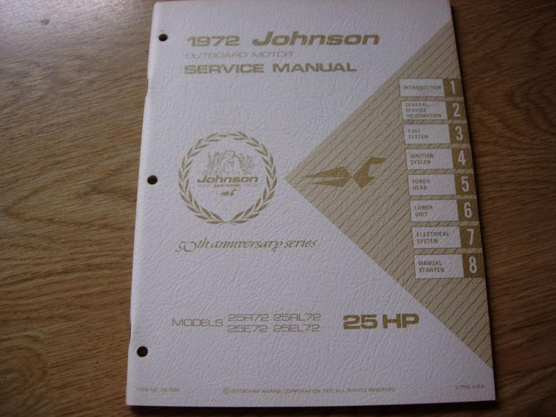 Omc johnson outboard - repair service manual - 1972 - 25hp - jm-7206