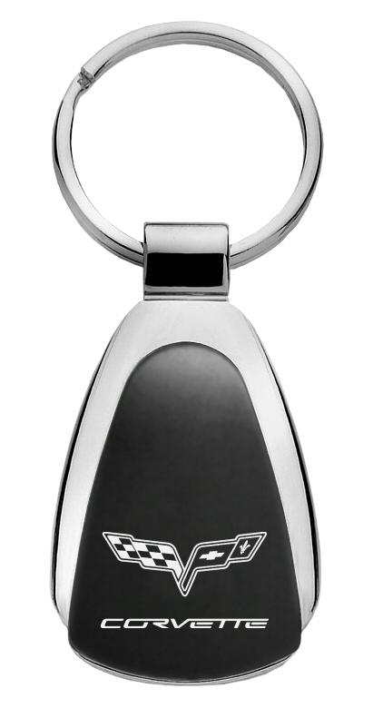 Chevrolet chevy corvette c6 black tear drop keychain ring tag logo lanyard