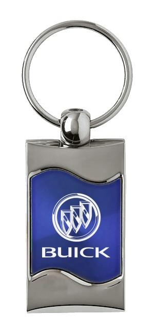 Buick blue rectangular wave metal key chain ring tag key fob logo lanyard