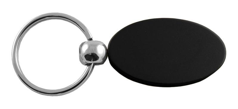 Plain simple black oval metal key chain ring tag key fob etched logo lanyard