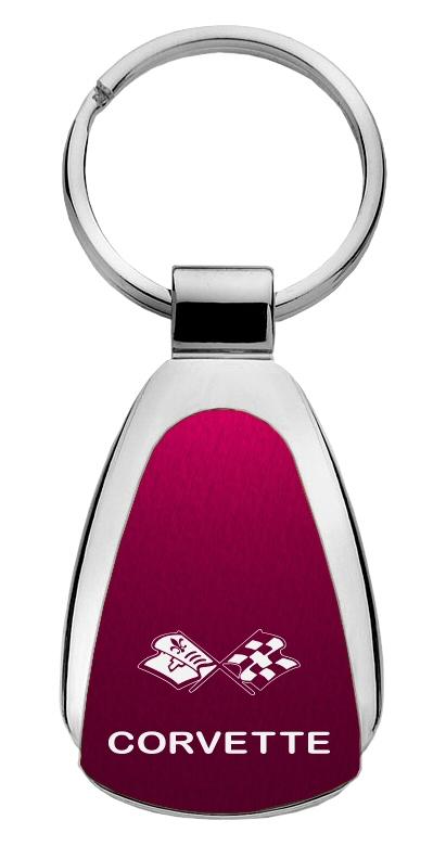 Chevrolet chevy corvette c3 burgundy tear drop keychain ring tag lanyard