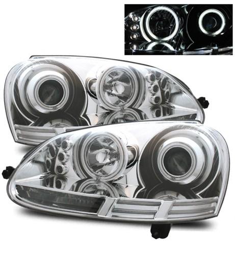 06-09 volkswagen golf/gti/jetta/rabbit mk5 ccfl halo chrome projector headlights